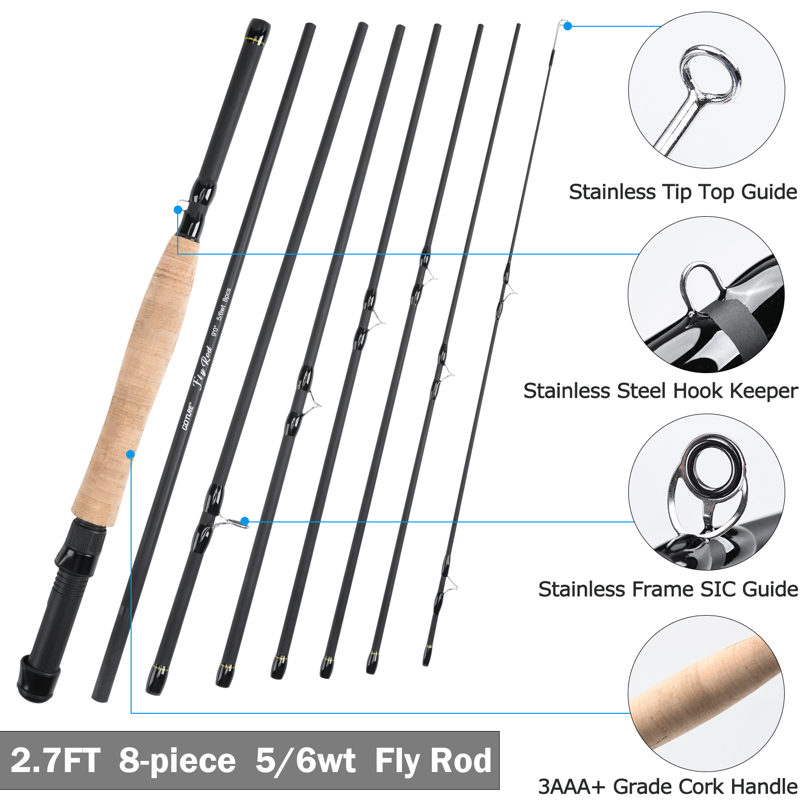 Goture 8Section Travel Fly Fis - Fishing Rod Fly avis et prix