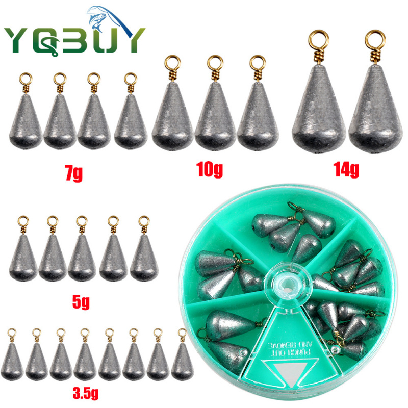 21PCSBoxed olive-shaped lead s - Fishing Rod Casting avis et prix