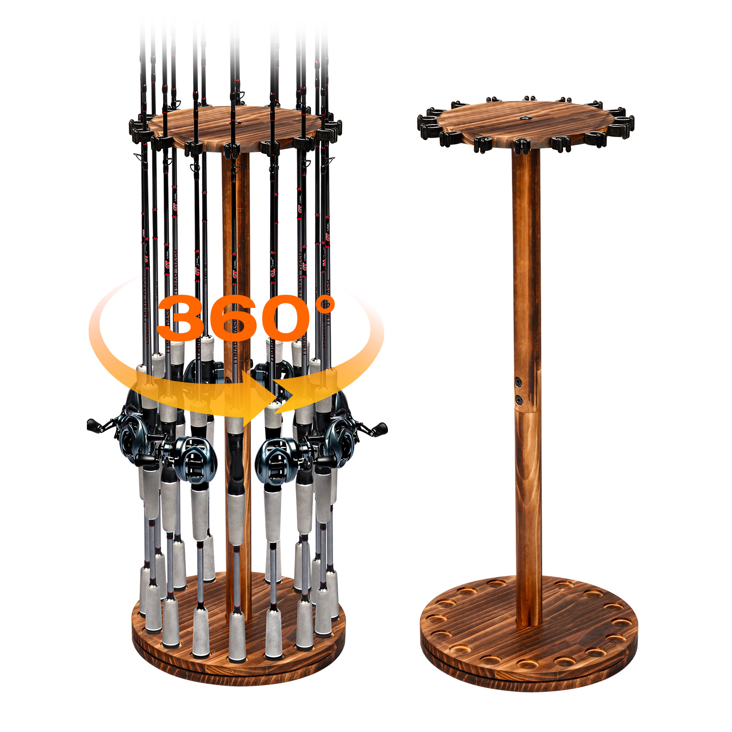 Round Carbonized Wood Fishing  - Fishing Rod Rack avis et prix