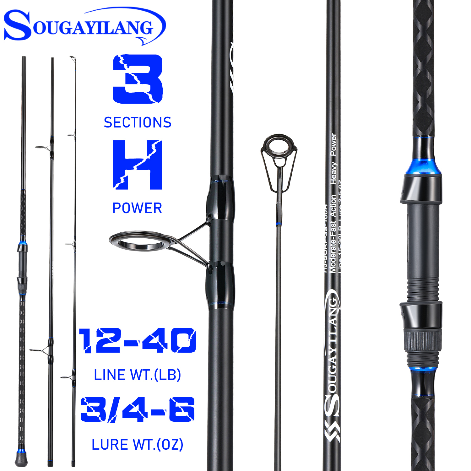Sougayilang 3sections Spinning - Fishing Rod Surf avis et prix