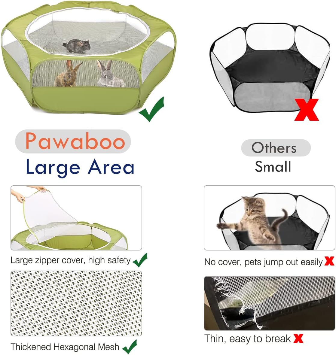 Pawaboo Small Animals Playpen  - Fishing Rod Travel avis et prix